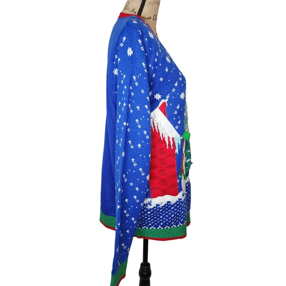 Jolly Sweaters Funny Light Up Ugly Christmas Sweater Snowman Attacks Snowman Lg - Picture 3 of 11